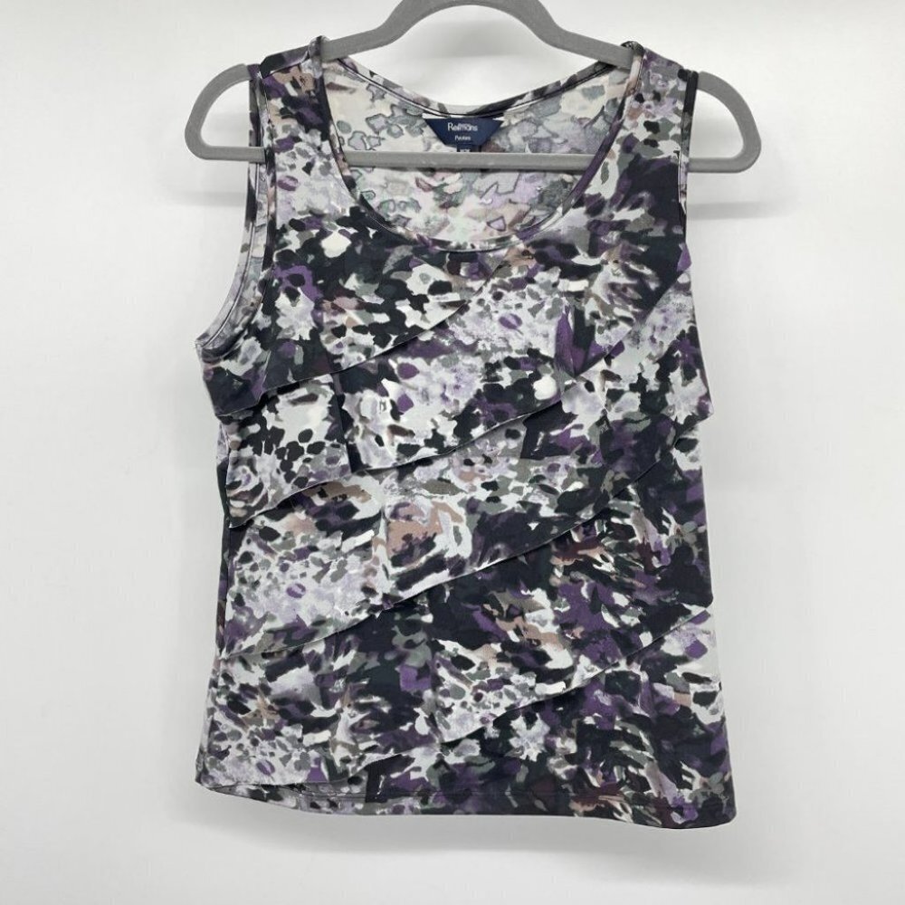 Reitmans petites tiered purple  sleeveless blouse - Picture 4 of 9